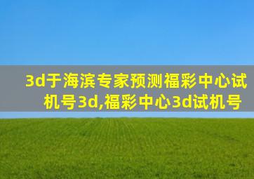 3d于海滨专家预测福彩中心试机号3d,福彩中心3d试机号