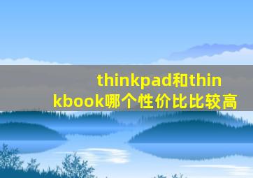 thinkpad和thinkbook哪个性价比比较高