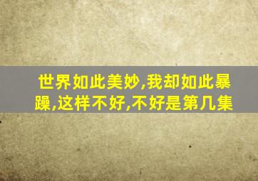 世界如此美妙,我却如此暴躁,这样不好,不好是第几集