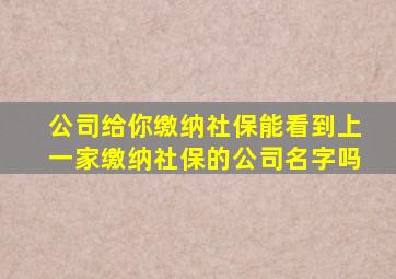 公司给你缴纳社保能看到上一家缴纳社保的公司名字吗