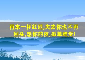 再来一杯红酒,失去你也不再回头,想你的夜,孤单难受!