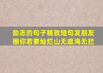 励志的句子精致短句发朋友圈你若要灿烂山无遮海无拦