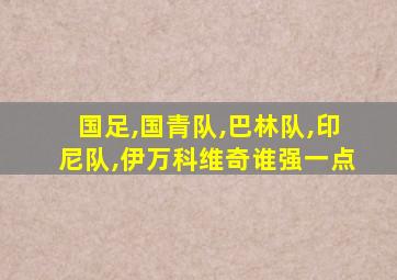 国足,国青队,巴林队,印尼队,伊万科维奇谁强一点
