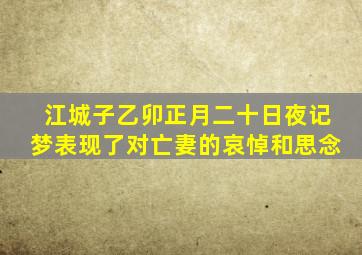 江城子乙卯正月二十日夜记梦表现了对亡妻的哀悼和思念