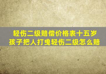 轻伤二级赔偿价格表十五岁孩子把人打曵轻伤二级怎么赔